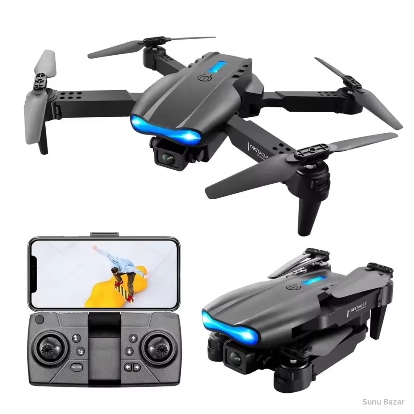 Drone Mini E99Pro K3 Professionnel RC avec Double Caméra HD 4K et Télécommande GPS Pliable en Plastique Jouet Volant